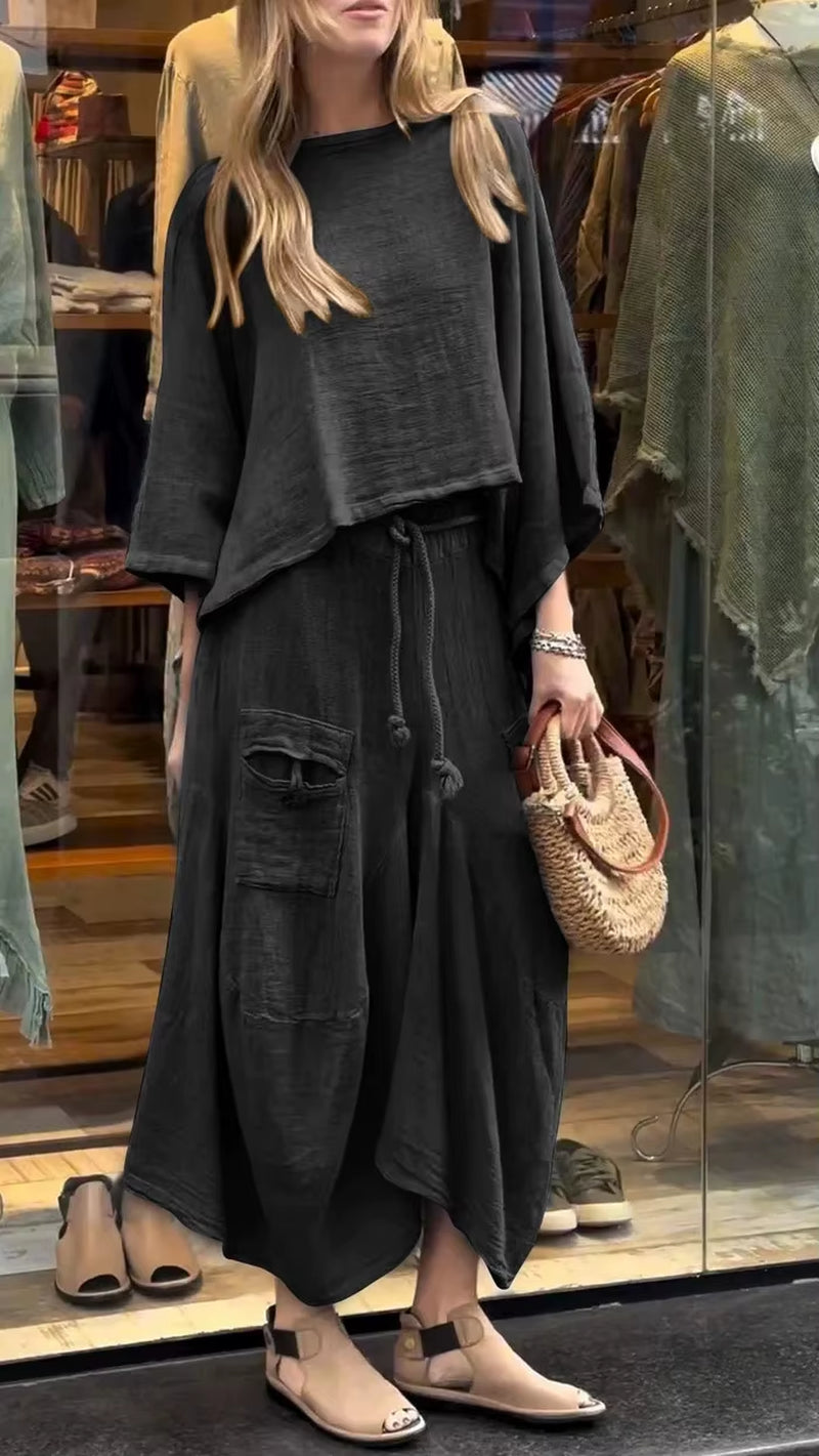 Autumn Lace-Up Skirt Set for Effortless Elegance