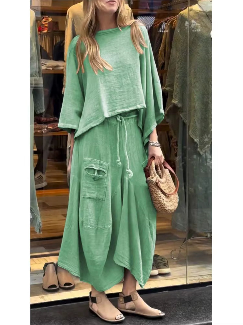 Autumn Lace-Up Skirt Set for Effortless Elegance